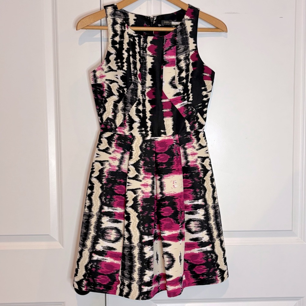 Plenty by Tracy Reese Sasha Sleeveless Black Pink Print Fit Flare Dress 0